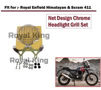 SS "Headlight Grill Set Design adatto per Royal Enfield Himalayan & Scram 411...