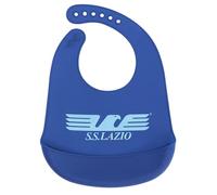 SS Lazio Bavaglino silicone, prodotto ufficiale, tasca raccogli pappa per bambini e neonati, regolabile, blu