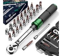 ss shovan Chiave Dinamometrica Bici, Set Chiavi a Cricchetto 1/4 di Pollice 2-24 Nm, Cricchetto Reversibile a 72 Denti, Precisione di Errore ± 3%, con Adattatore da 3/8", Punte Phillips Hex e Torx