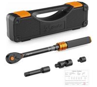 ss shovan Chiave Dinamometrica Moto 3/8 pollici con Testa Reversible 72 Denti, Chiavi Dinamometrica Set 5-60 Nm per Bicicletta, Moto e Auto, Adaptador 3/8" a 1/4", Giunto Universale, 75 mm Estensione