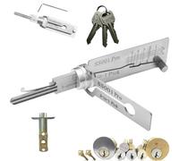 SS001 Pro Lock Pick Tool,2 in 1 Kit di picking serratura & Master Key Decoder,grimaldelli in acciaio inox per principianti,Serrature pratiche per serratura serratura,Set di grimaldelli per serrature