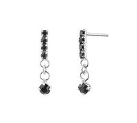SS1 2 pezzi di lusso Bling nero zircone 925 Orecchini a cerchio sospeso in argento sterling per donna Impegno per il fidanzamento Fantastico gioielli di gioielli TL0419 (colore gemma: Silvercolor 6)