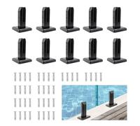 SS2205 - Set di 10 morsetti per ringhiera in acciaio inox nero, per balconi e scale e balconi, elementi di fissaggio per pavimenti in vetro per progetti di città costiera