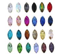 SS3-SS34 - Strass 3D per nail art in vetro di dimensioni assortite, senza retro piatto, da incollare per borse, scarpe, indumenti, decorazioni, 6x12mm 20pcs, Cristallo, Cristallo