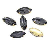 SS3-SS34 - Strass 3D per nail art in vetro di dimensioni assortite, senza retro piatto, da incollare per borse, scarpe, indumenti, decorazioni, 17x32mm 6pcs, Cristallo, Cristallo