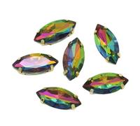 SS3-SS34 - Strass 3D per nail art in vetro di dimensioni assortite, senza retro piatto, da incollare per borse, scarpe, indumenti, decorazioni, 17x32mm 6pcs, Cristallo, Cristallo