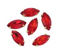 SS3-SS34 - Strass 3D per nail art in vetro di dimensioni assortite, senza retro piatto, da incollare per borse, scarpe, indumenti, decorazioni, 17x32mm 6pcs, Cristallo, Cristallo