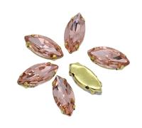 SS3-SS34 - Strass 3D per nail art in vetro di dimensioni assortite, senza retro piatto, da incollare per borse, scarpe, indumenti, decorazioni, 17x32mm 6pcs, Cristallo, Cristallo