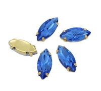 SS3-SS34 - Strass 3D per nail art in vetro di dimensioni assortite, senza retro piatto, da incollare per borse, scarpe, indumenti, decorazioni, 17x32mm 6pcs, Cristallo, Cristallo