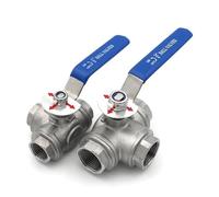 SS304 316L Stainless Steel BSPT Three Way Ball Valve L Type T Type 1/4" 3/8" 1/2" 3/4" 1" 1-1/2" 2" Female Thread(1/4",T TYPE_SS304)
