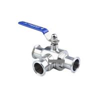 SS304 Pipe OD 76MM Stainless Steel 3 Way Ball Valve T Port Ferrule Type 91mm Tri Clamp