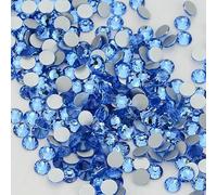 SS6-SS30 Strass in vetro con retro piatto, multicolore, blu, glitter, pietre rotonde, strass per nail art, tessuti, abbigliamento, decorazione - azzurro - SS12-1440 pezzi