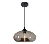 SSBHDM Lampada a sospensione a testa singola da 28 cm, stile moderno, regolabile in altezza, lampadario in vetro grigio fumo, ideale per sala da pranzo, soggiorno e camera da letto.