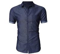 SSBZYES Camicie da Uomo Estive Camicie da Uomo 100% Cotone Camicie a Maniche Corte Camicie di Jeans Camicie da Uomo a Maniche Corte Camicie da Uomo