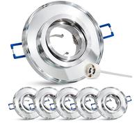SSC-LUXon 6 faretti da incasso in vetro orientabili, rotondi, a specchio, per GU10 e modulo, dimensioni foro 70 - 80 mm
