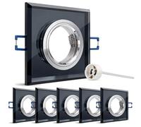 SSC-LUXon 6 faretti da incasso rettangolari in vetro, colore nero, con attacco per GU10 o modulo, dimensioni foro 60 - 70 mm