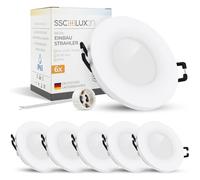 SSC-LUXon 6 pezzi BEDA Faretto da incasso telaio IP65 per GU10 o modulo - Faretto da incasso bianco (non incluso lampadina)
