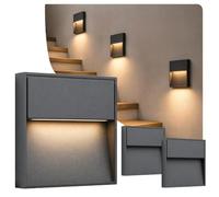 SSC-LUXon ELEVA luce per scale 3 pezzi antracite LED IP54 quadrata | Set di tre apparecchi a muro con fascio caldo verso il basso, adatti a gradini