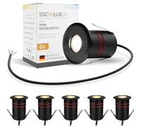 SSC-LUXon JAVO Nero Frontale - 6 Faretti LED Incasso Esterno IP67 | segnapasso mini, LED integrato luce calda, 230V senza trasformatore, calpestabile, per vialetto e giardino