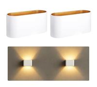 SSC-LUXon JOBERO applique parete interno 2 pezzi bianco oro G9 | Due lampade da muro squadrate con luce su e giù per ingresso, scale e zona giorno