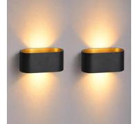 SSC-LUXon JOBERO applique parete interno 2 pezzi nero oro G9 | Due lampade da muro squadrate con luce su e giù per ingresso, scale e zona giorno