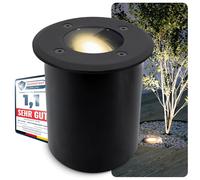 SSC-LUXon JUAVI - Faretto da incasso a pavimento per esterni, IP67, a LED, colore: nero opaco, 230 V, con lampadina LED GU10, 3 W, luce bianca calda