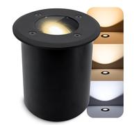 SSC-LUXon JUAVI Lampada da incasso a pavimento per esterni, IP67, a LED, colore nero opaco, 230 V, con lampadina LED GU10, 3 W, LumiFLEX, colore luce caldo/neutro/freddo