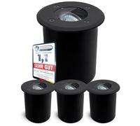 SSC-LUXon JUAVI - Set di 4 faretti da incasso a pavimento per esterni, IP67, colore nero opaco, rotondo, 230 V, utilizzabile per 1 x GU10 (venduto separatamente)