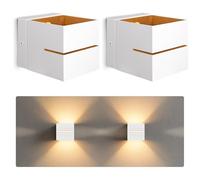SSC-LUXon KOURA Lampada da parete indiretta per interni bianchi con fessura per la luce - Lampada da parete Gold Design Up Down lampada per 1 lampadina G9 LED illuminazione da parete per scale,