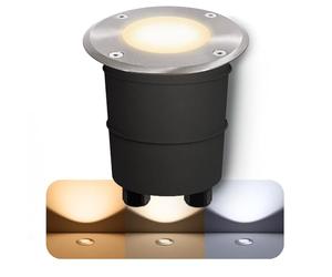 SSC-LUXon Marne - Faretto LED da incasso per esterni, IP67, rotondo, in acciaio inox spazzolato, con LED dimmerabile GU10, 7 W, luce bianca calda
