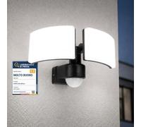 SSC-LUXon NORSU faro esterno 2 luci sensore movimento nero IP65 | Doppio proiettore orientabile con rilevatore regolabile per giardino, cortile e garage