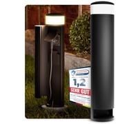 SSC-LUXon Paliso, colonna luminosa da giardino, con 2 prese per esterni, colore nero, IP44, altezza 46 cm