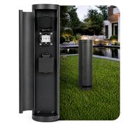 SSC-LUXon PALISO Design - Colonna di prese con 2 prese per giardino ed esterno, colonna di alimentazione con porta, colore: nero, IP44, altezza 39,5 cm