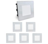 SSC-LUXon Piko-SQ segnapasso da incasso 6 pezzi LED IP65 230V | Set di sei punti luce quadrati per scale, camminamenti e muri esterni con luce calda