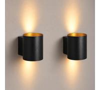 SSC-LUXon TUANI applique parete interno 2 pezzi nero oro G9 | Set da due lampade da muro con luce su e giù, per corridoio, camera da letto e ingresso