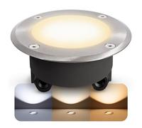 SSC-LUXon Viskos Faretto da incasso a pavimento, con vetro intercambiabile, trasparente e piatto, IP67, rotondo, con LED GX53 da 3 W, bianco caldo
