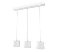 SSC-LUXon VORA Lampadario a sospensione a 3 luci, bianco, con bordo luminoso, tavolo da pranzo con cavi in tessuto, lunghezza regolabile, per 3 x GX53