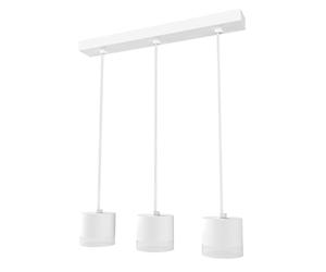 SSC-LUXon VORA Lampadario a sospensione a 3 luci, bianco, con bordo luminoso, tavolo da pranzo con cavi in tessuto, lunghezza regolabile, per 3 x GX53