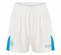 SSC NAPOLI Pantaloncino Gara Bianco Azzurro, EA7 Prodotto Ufficiale, Shorts Calcio Adulto 2024/2025 - S