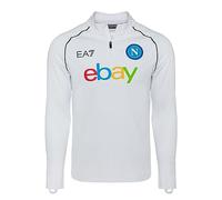 SSC Napoli Felpa Training Bianca, EA7, Prodotto Ufficiale, Logo SSCN, maniche lunghe, mezza zip, XL