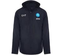 SSC Napoli Giacca Antivento Pesante Blu, EA7, Prodotto Ufficiale, Logo SSCN, invernale, con cappuccio, chiusura zip, M