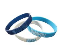 SSC Napoli Kit 3 Braccialetti in Silicone, Logo Napoli e Scritta