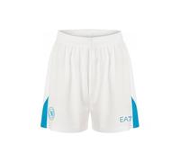 SSC NAPOLI Pantaloncino Gara Bianco Azzurro, EA7 Prodotto Ufficiale, Shorts Calcio Adulto 2024/2025 - M