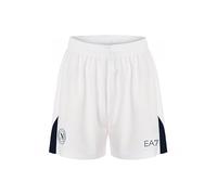 SSC Napoli Pantaloncino Gara Bianco Azzurro, EA7 Prodotto Ufficiale, Shorts Calcio Adulto 2024/2025 - M
