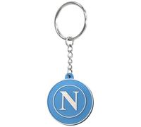 SSC Napoli Portachiavi in PVC Morbido, Logo Bianco su Fondo Celeste