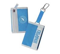 SSC Napoli Portachiavi Portamonete in Tessuto con Moschettone, Celeste e Bianco