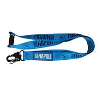 SSC NAPOLI Portachiavi Portapass con Moschettone e Gancio Antisoffoco, Inserto in Gomma, Celeste