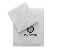 ssc napoli Set Asciugamani 1+1 Viso e ospite Spugna in Scatola T391 Bianco