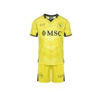 SSC NAPOLI Set Gara Junior Portiere Home, EA7 Prodotto Ufficiale, Maglia e Pantaloncino Replica Calcio Bambini 2024/2025-6 Anni