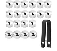 SSCOR 20pcs Copri Bulloni Auto per Peugeot 206 207 301 307 208,Coperchio di Protezione della Vite del Mozzo Dell'Auto Ricambi Auto Antifurto,Construmento di Rimozione,C-Silver-19mm